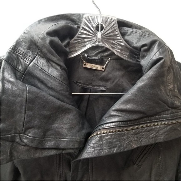 Line The Label Designer Asymmetrical 100% Lambskin Black Leather Jacket XS - Picture 11 of 14